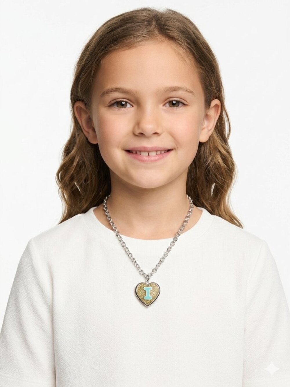 The "The Letter I Girl's Charm Locket Necklace Heart NWT